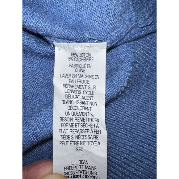 LL Bean V Neck Sweater Men's Cotton Cashmere Blend Long Sleeve Blue XL TALL - Picture 13 of 14